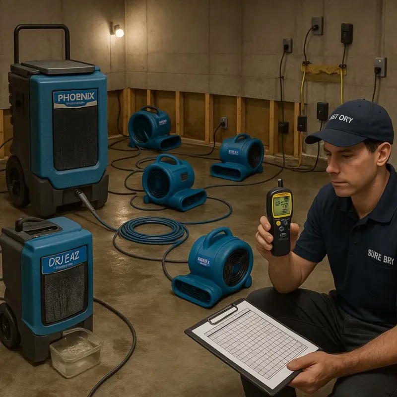 Structural Drying and Dehumidification process in Crystal Falls, MI